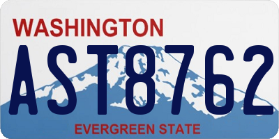 WA license plate AST8762