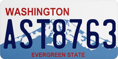WA license plate AST8763