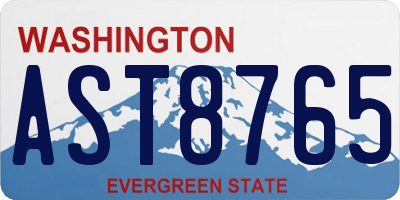 WA license plate AST8765