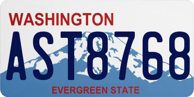 WA license plate AST8768