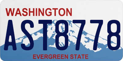 WA license plate AST8778