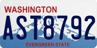 WA license plate AST8792