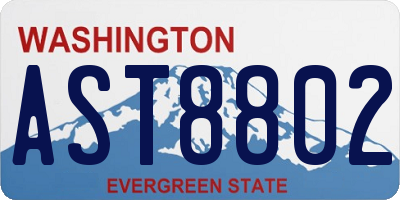 WA license plate AST8802