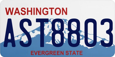 WA license plate AST8803