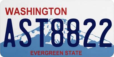 WA license plate AST8822