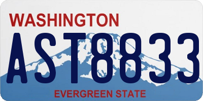 WA license plate AST8833