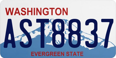 WA license plate AST8837
