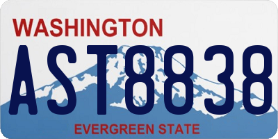 WA license plate AST8838