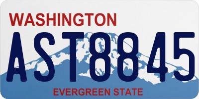WA license plate AST8845