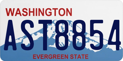 WA license plate AST8854