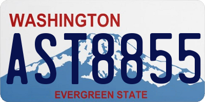 WA license plate AST8855