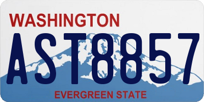 WA license plate AST8857