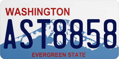 WA license plate AST8858