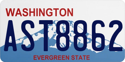 WA license plate AST8862