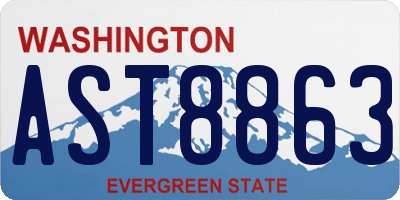 WA license plate AST8863