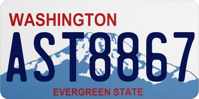 WA license plate AST8867