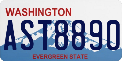 WA license plate AST8890