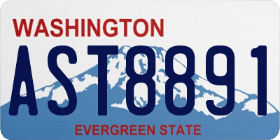 WA license plate AST8891