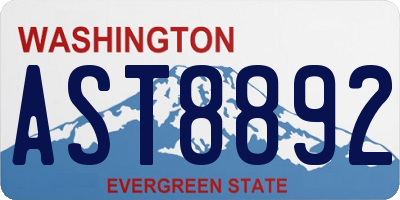 WA license plate AST8892
