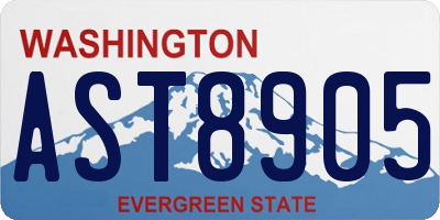 WA license plate AST8905