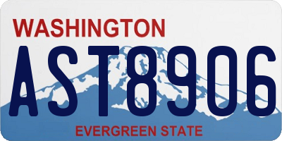 WA license plate AST8906