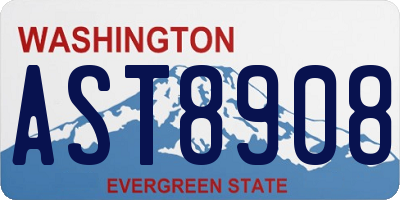 WA license plate AST8908