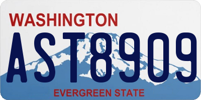 WA license plate AST8909
