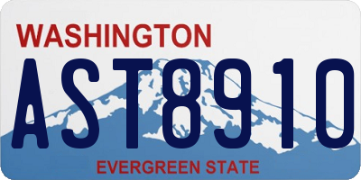 WA license plate AST8910