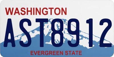 WA license plate AST8912