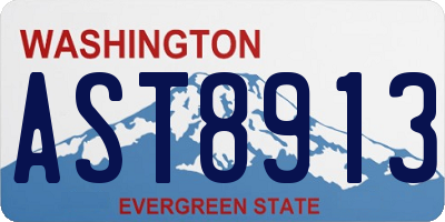 WA license plate AST8913