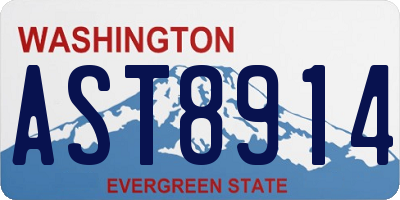 WA license plate AST8914