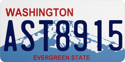 WA license plate AST8915