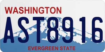 WA license plate AST8916