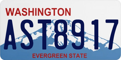 WA license plate AST8917
