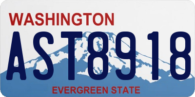 WA license plate AST8918