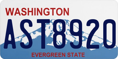WA license plate AST8920