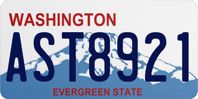 WA license plate AST8921