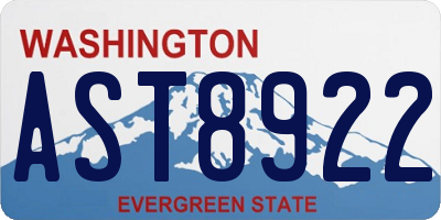 WA license plate AST8922