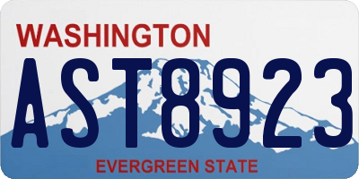 WA license plate AST8923