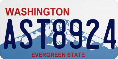 WA license plate AST8924