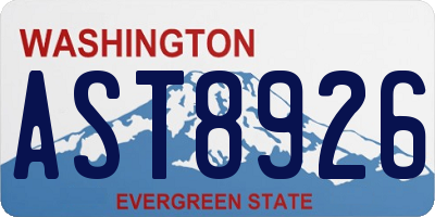 WA license plate AST8926