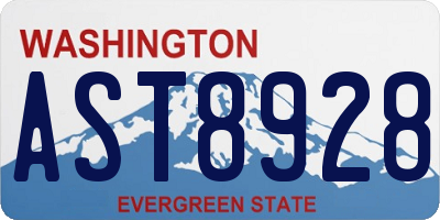 WA license plate AST8928