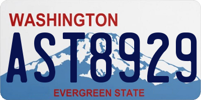 WA license plate AST8929