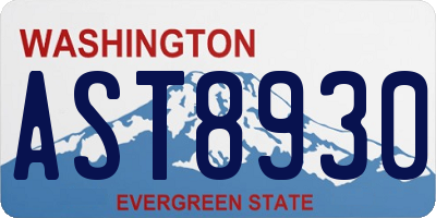 WA license plate AST8930