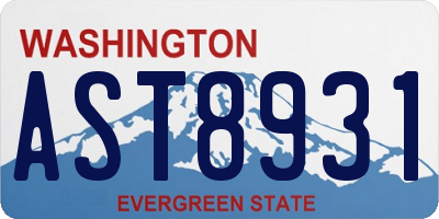 WA license plate AST8931