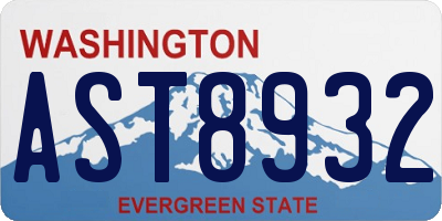 WA license plate AST8932