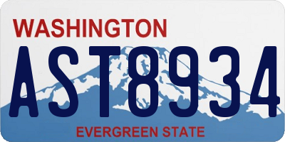 WA license plate AST8934