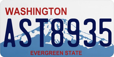 WA license plate AST8935