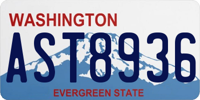 WA license plate AST8936