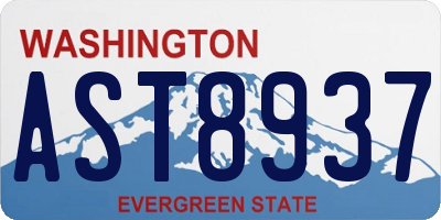 WA license plate AST8937